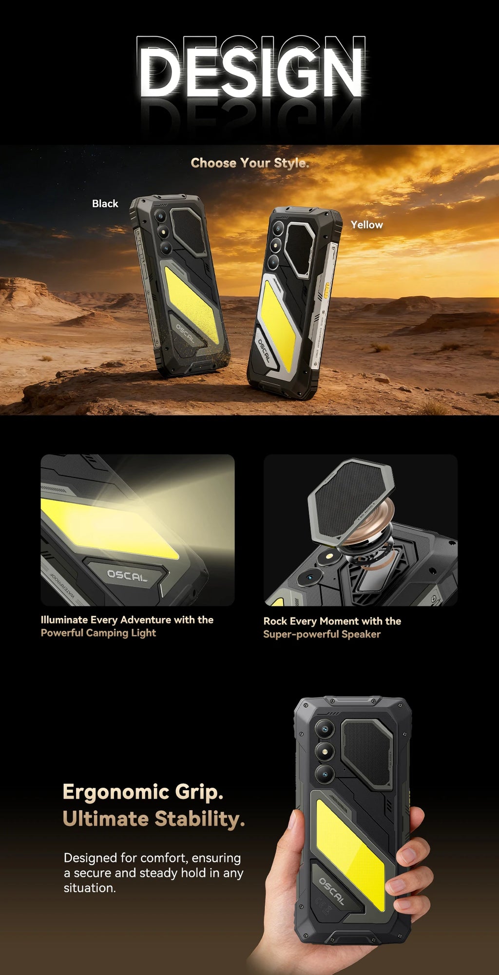 Blackview OSCAL PILOT 5 5G mobile phones AI Rugged Smartphone UNISOC T8100 6.67" 2.4K Display 120Hz, 8GB 256GB, 15000Amh Phones