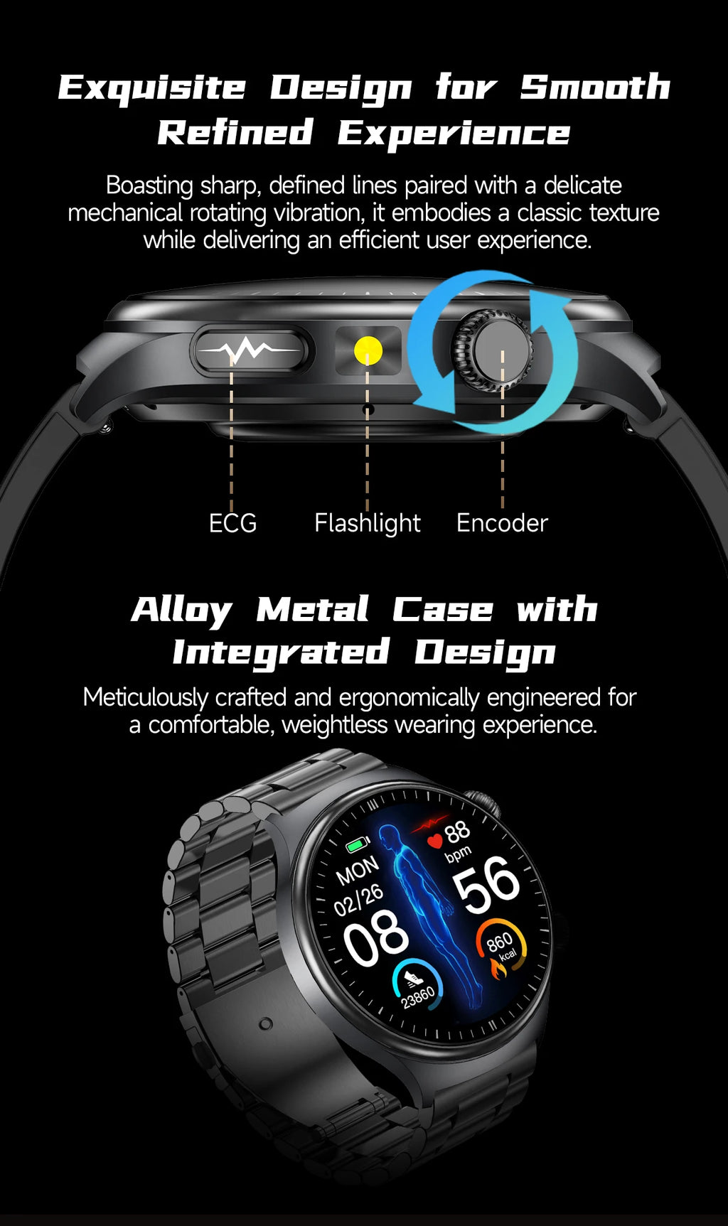 2026 New Micro Physical Examination Health SmartWatch Men ECG Uric Acid Lipids Blood Pressure BT Call Smartwatch For Android IOS