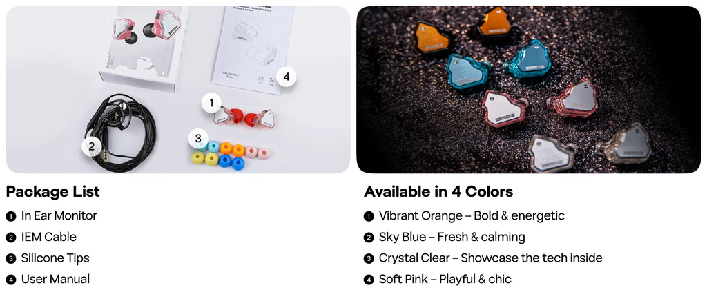 7Hz x Crinacle Zero :2 Updated 10mm Dynamic Driver IEM Wired Earbuds Earphones Gaming Earbuds with OFC IEM Cable for Musician