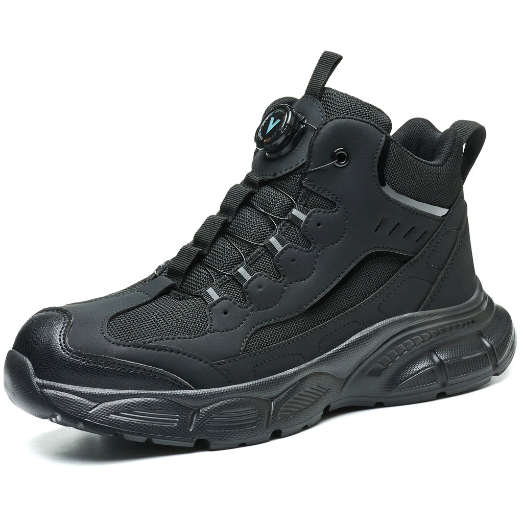 Rotary Buckle Safety Shoes for Man with Steel Toe Cap Anti-smashing, Anti-puncture, Anti-slip Work Safety Boots Industry Welding