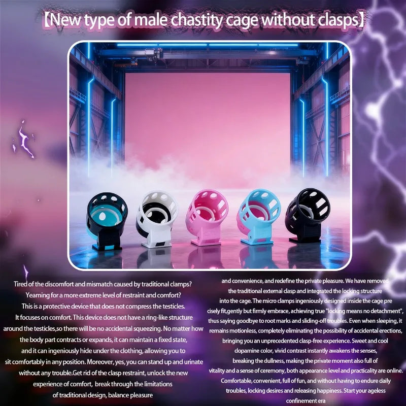 New Ringless Chastity Cage 5 Color Options Male Penis CB Lock Urethral Locking Device Sissy Device Breathable One-Piece Sex Toy