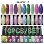 10/12PCS/SET Cat Magnetic Gel Nail Polish Set 9D Reflective Glitter Gel Semi Permanent UV Gel Soak Off Sparkling Nail Art Kits