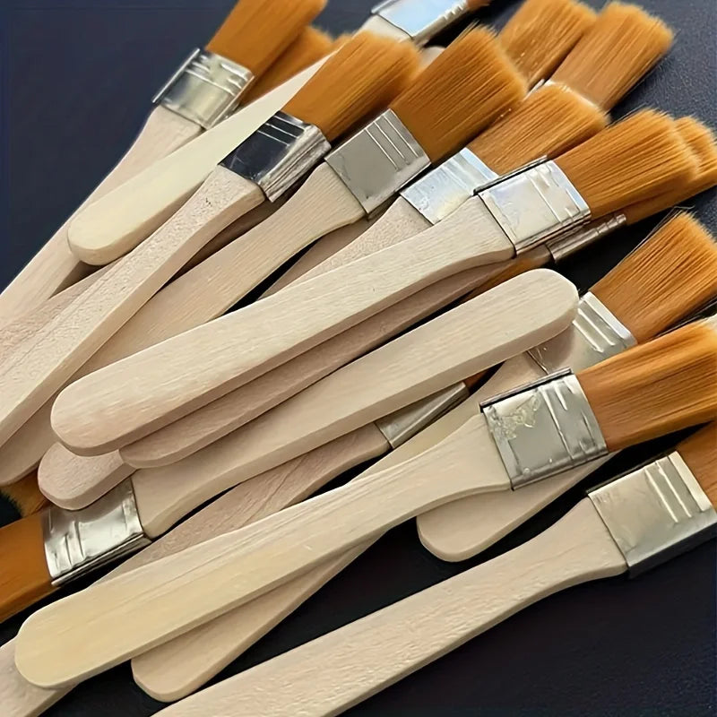 24/48/72 nylon brushes, short wooden handle art paint brushes, watercolor brushes, wall brushes, art brushes, cleaning tools Image principale du produit