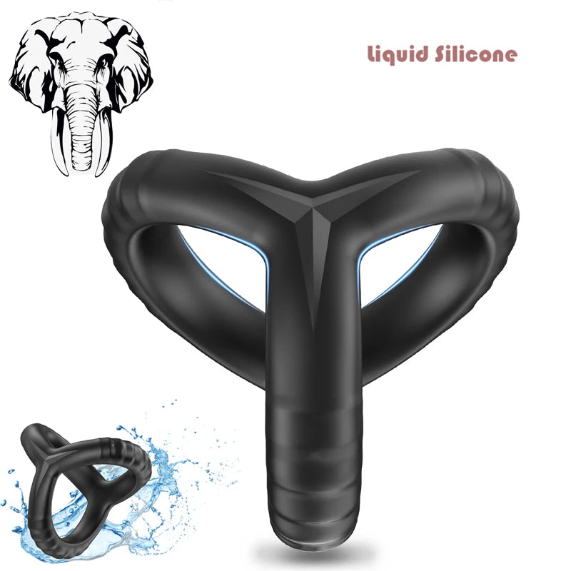 Black Silicone Cock Ring Delay Ejaculation Semen Lock Ring Reusable Cockring Men Penis Ring Sex Toys for Couples Sexshop Secondary image