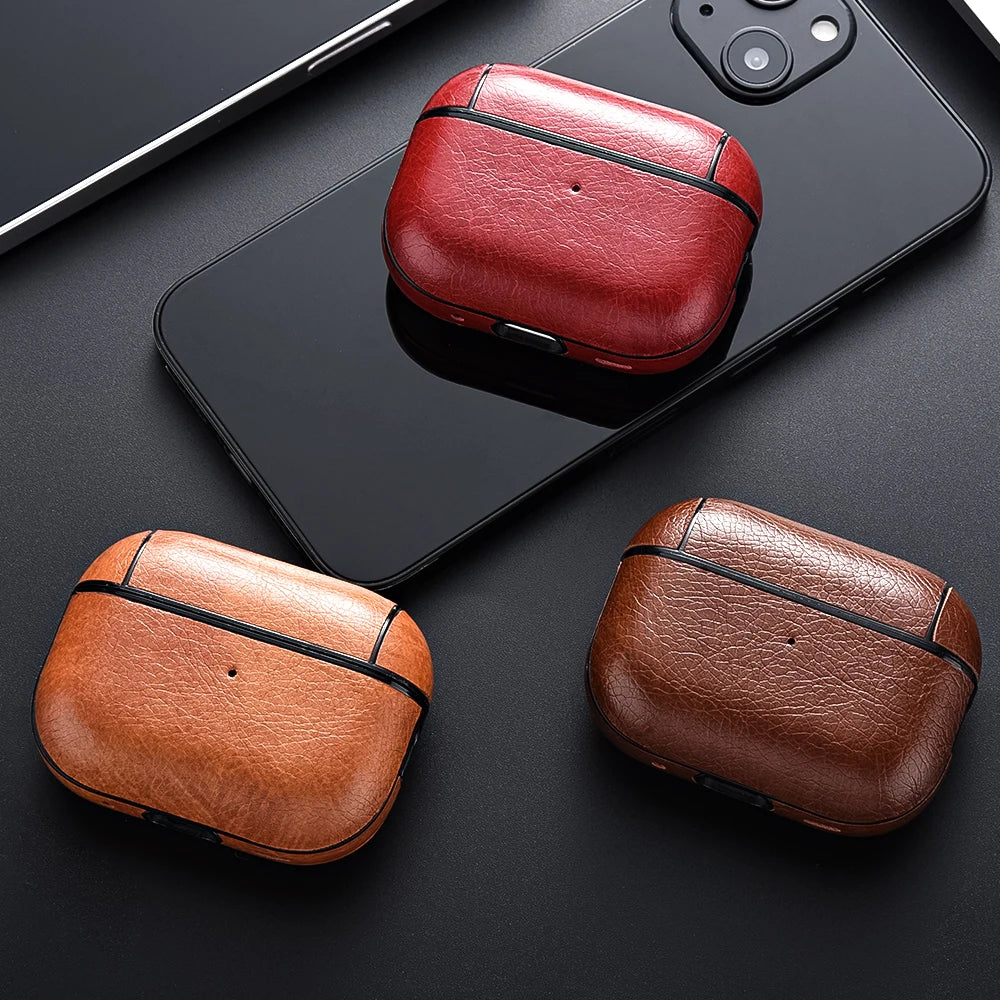 For Airpods Pro 3 Case Leather Business Earphone Case Headset Shell Headphone Cover For Apple AirPod 4 3 Pro 2nd Gen USB C Funda Image secondaire du produit