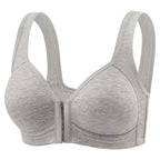 Fallsweet Seamless Front Closure Bra For Women Solid Wire-Free Push Up Bralette Full Coverage Fixed Cups Comfortable Underwear