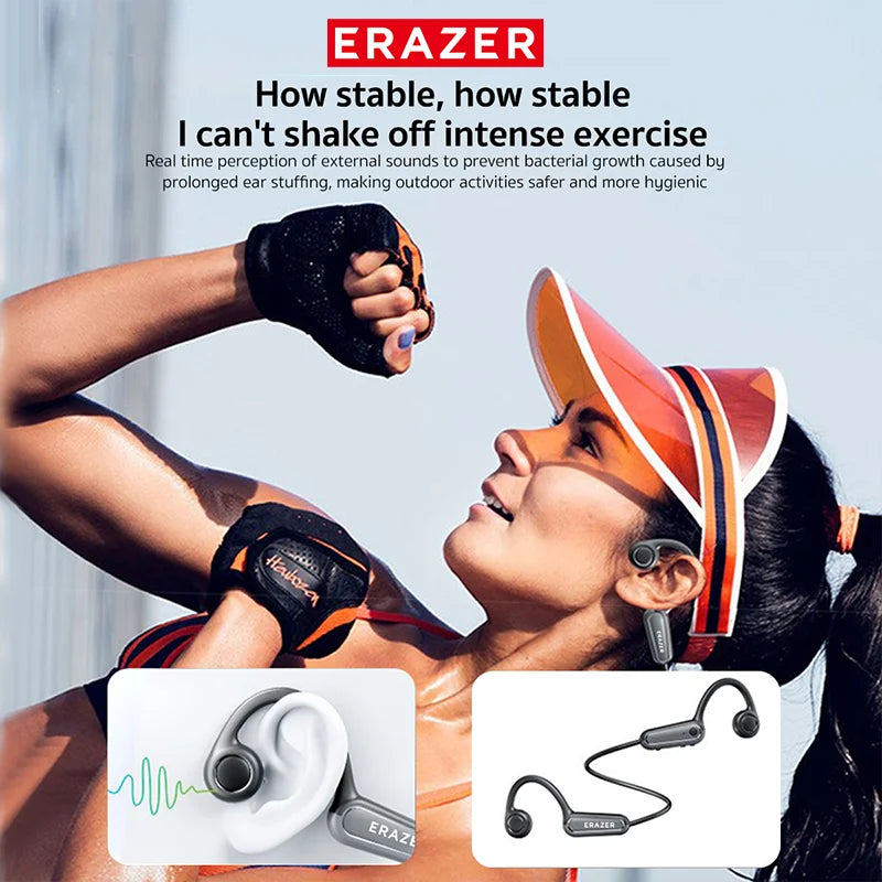 ERAZER XF22 Earphone Bluetooth 5.4 Sports Wireless Headphones Bone Conduction Headsets with Mic Neckband headphones