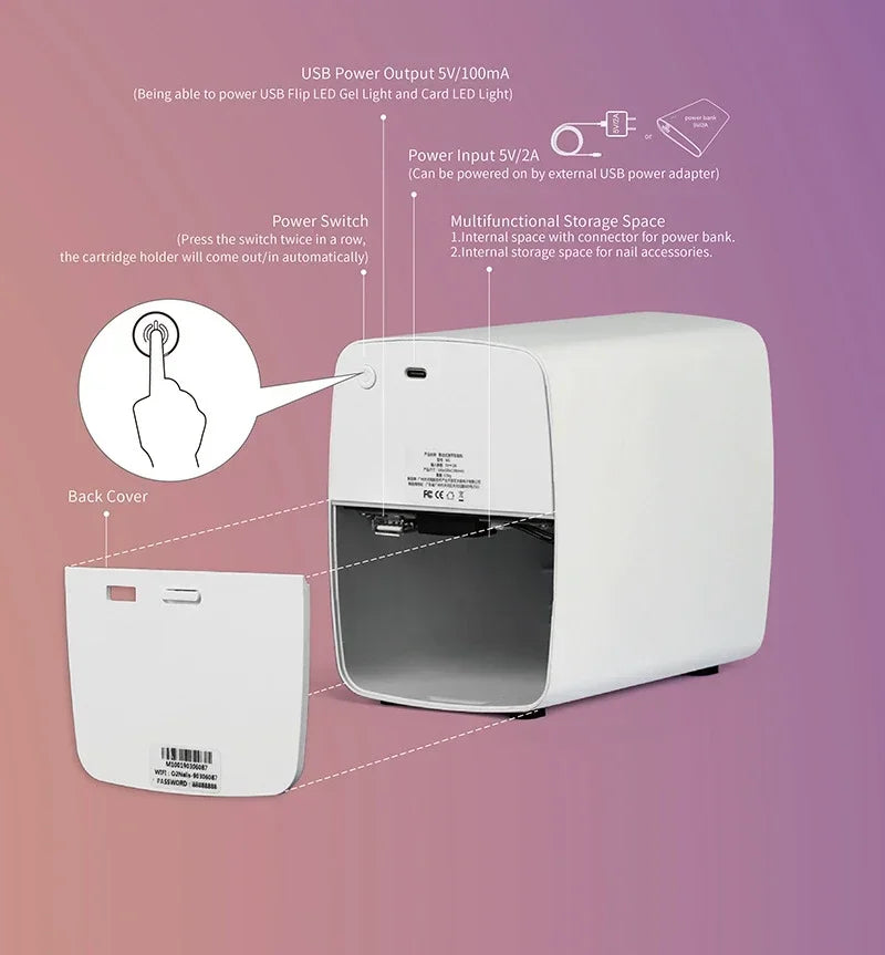 Smart 3D Mobile Nail Printer M1 Pattern Digital Nail Art Printer Machine DIY Portable H1 Nail Art Equipment From Phone