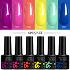 LILYCUTE 7ML 6PCS Neon Gel Nail Polish Set fluorescent Series Color Changing Semi Permanent Soak Off Manicure kit Nail Art Gel