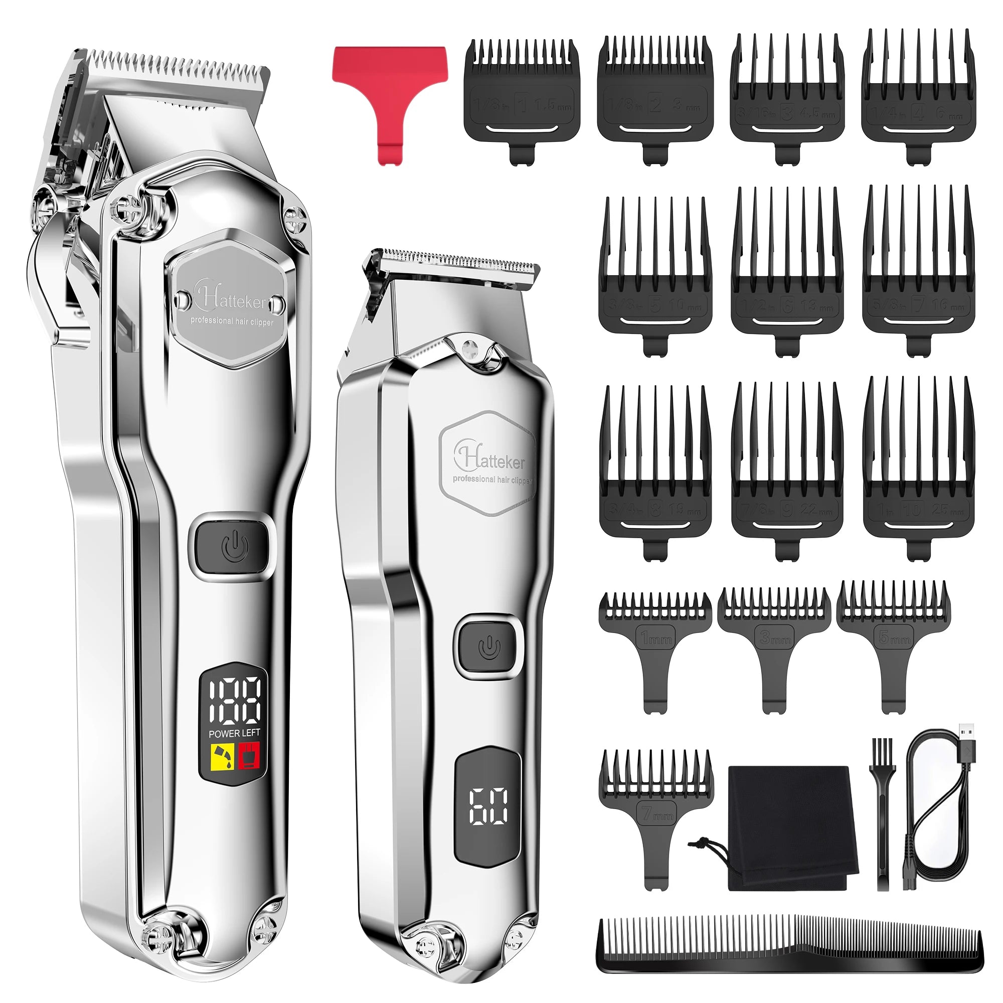 HATTEKER Professional Hair Clipper for Men Cordless Metal Barber Clipper and Trimmer Set Clipper for Hair Cutting Kit Main image