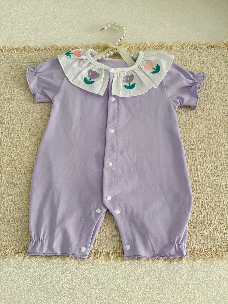MILANCEL Summer Baby Rompers 0-24M Soft Comfortable Toddler Jumpsuit Embroidered Flowers Infant Girls Clothes