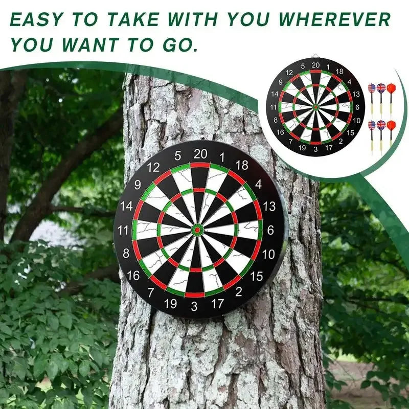 Pro Flocking Dartboard 15-Inch Tournament Indoor Hanging Target Game with 6 Darts - Stable Board for Christmas Birthday Parties