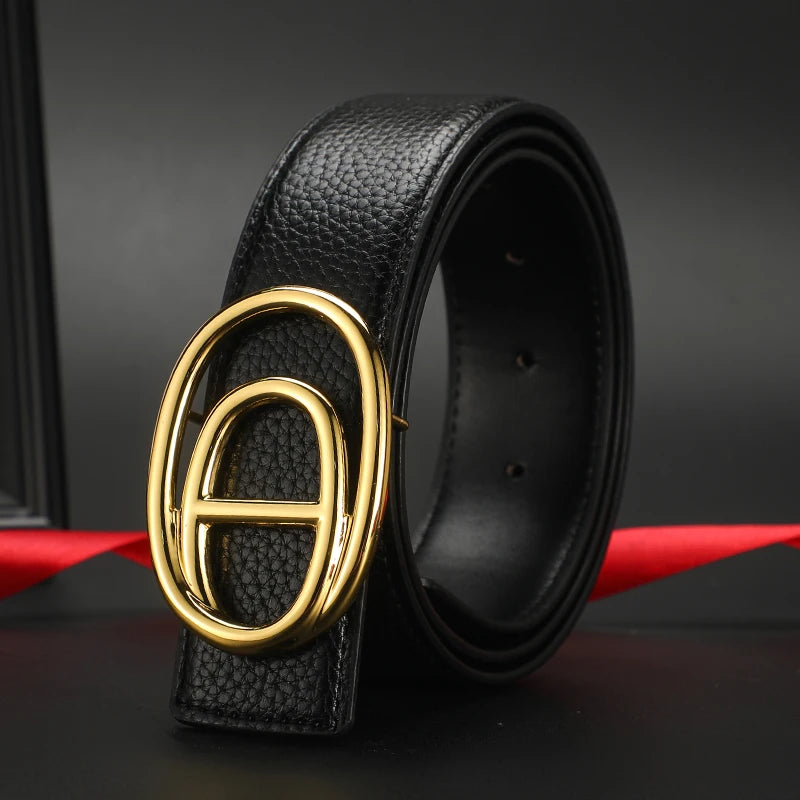 Wide 3.8cm Famous Brand Belt Men High Quality Luxury Genuine Leather Belts for Men Strap Metal Belt Fashion Women's Belt jeans