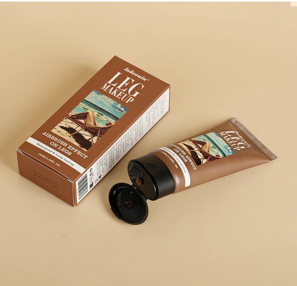 Bronze Leg & Body Makeup Foundation With Powder Puff 100ml Waterproof Long Lasting Even Skin Tone Body Tanning Cream 3 Colors