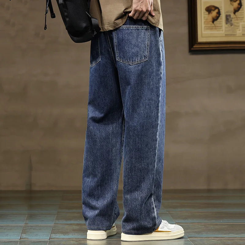 Men Straight Leg Blue Gray Loose Y2K Drawstring Jeans Streetwear Casual Wide Denim Pants Male Baggy Stylish Harajuku Trousers Image secondaire du produit