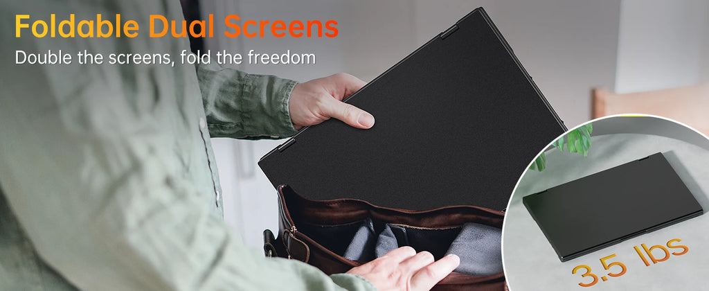 UPERFECT Delta 15.6" Dual Portable Monitor For Laptop Screen Extender 1080P HDR 360° Folding Stacked with Stand For Laptop PC