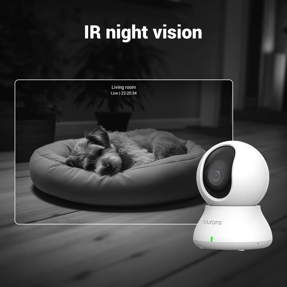2.4＆5G WiFi Indoor Camera, 2K, 360° PTZ Pet Dog IP CCTV Camera with Phone App, 2-Way Talk, Night Vision, for Home Securi Image principale du produit
