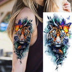 1 Sheet Unique Watercolr Lion Tiger Animals Temporary Tattoos Long Lasting Waterproof Fox Owl Fake Tattoo Sticker Body Art Tatoo