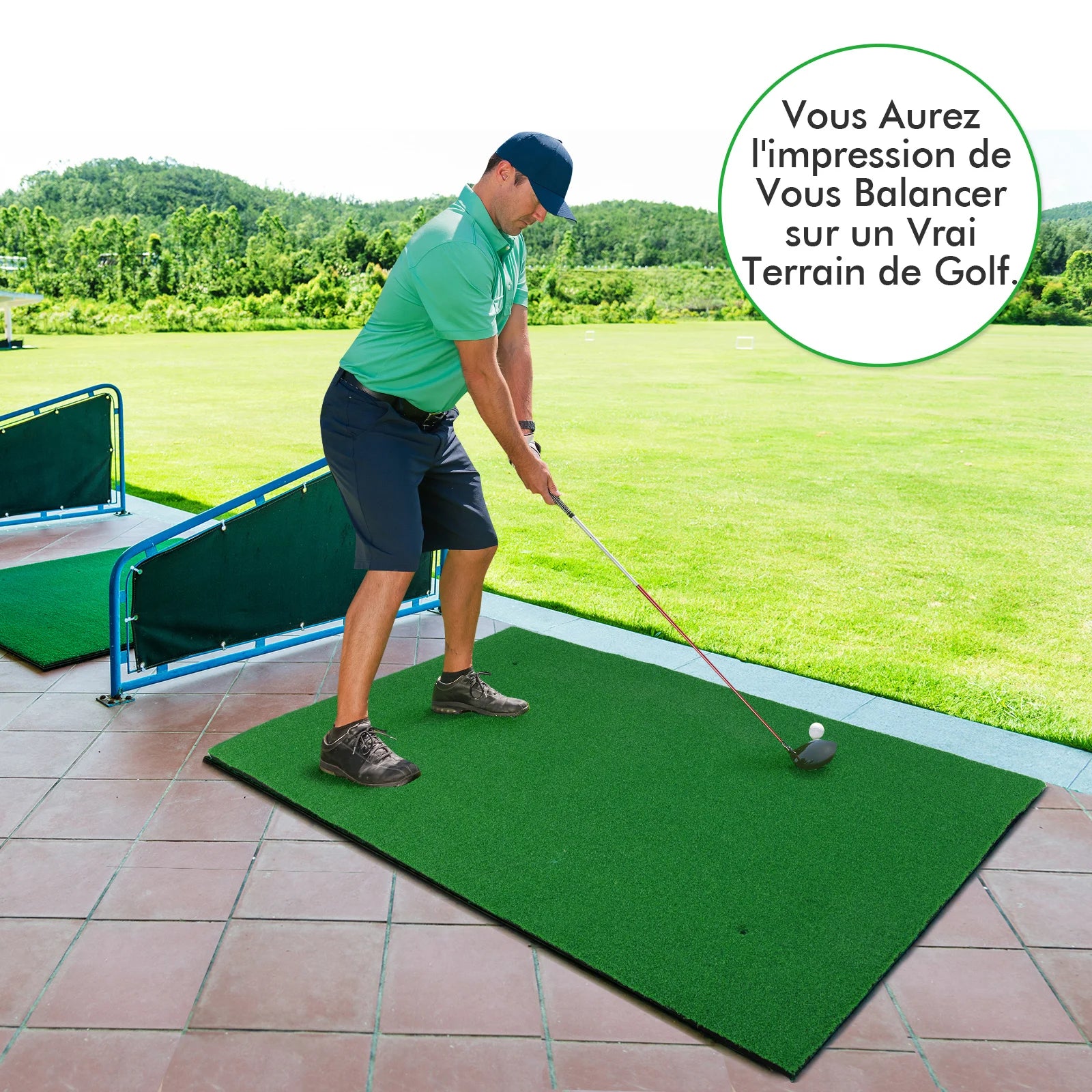 Golf Hitting Mat, Reel Feel Golf Practice Mat with Synthetic Turf and 2 Tee Positions, 3 Rubber Tees Included, Golf Putting Secondary image