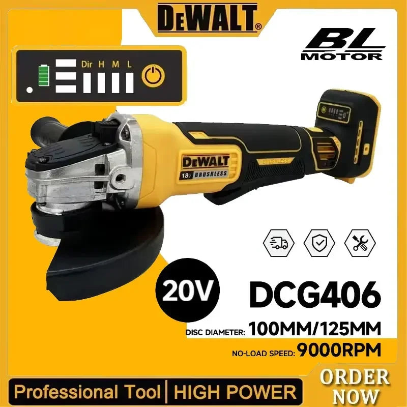 Dewalt DCG406 125MM Cordless Brushless Angle Grinder 9000RPM Cutting Machine Polishing Machine For Dewalt Battery Power Tool