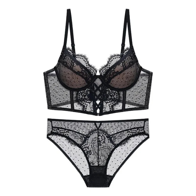 Push Up Lace Lingerie Set for  Women, Sheer Chemise with Soft Underwire Bra, Fishbone Teddy, Sexy Bridal Honeymoon Outfit, S-XL