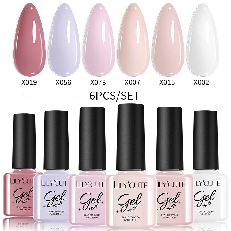 LILYCUTE Nail Gel Polish Set Pink Green Spring DIY Nail Art Design Long Lasting Soak Off UV Gel Manicure Painting Gel Vernis Kit