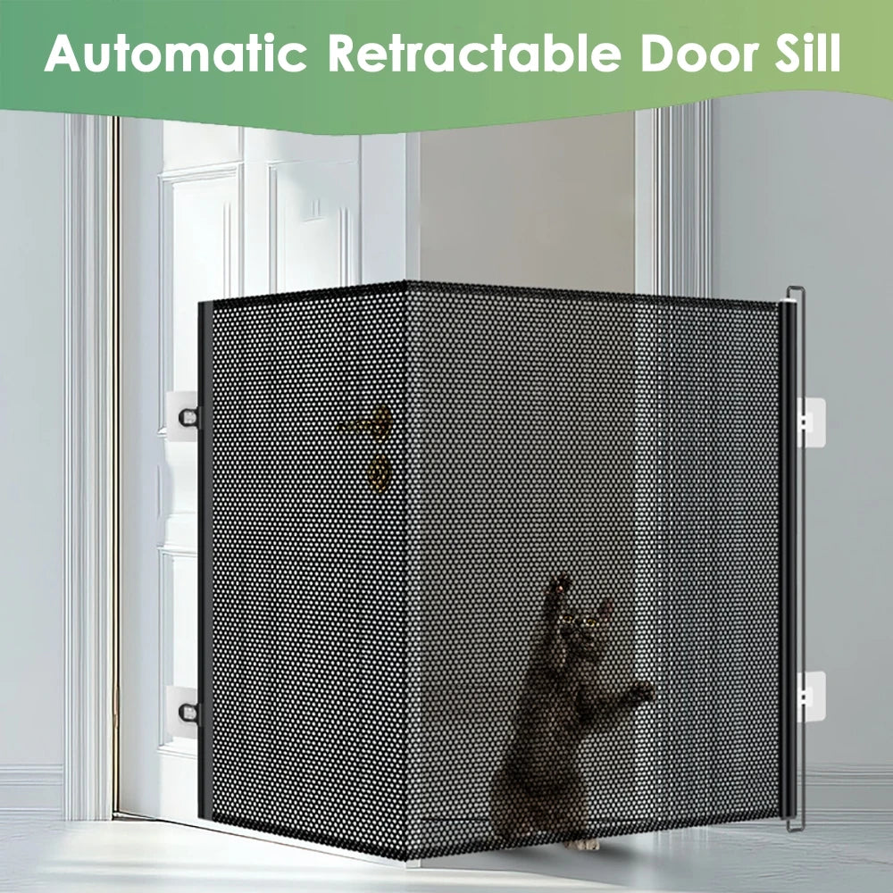 150×78cm Retractable Pet Gate Extendable Mesh Safety Barrier for Dogs Cats No Drill Installation Child Proof Gate Stairs Door Image principale du produit