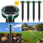 4/8X Solar Repeller Powered Ultrasonic Sonic Mouse Mole Pest Rodent Repellent Vibration Wave Yard Outdoor Garden Lawn Farm Field