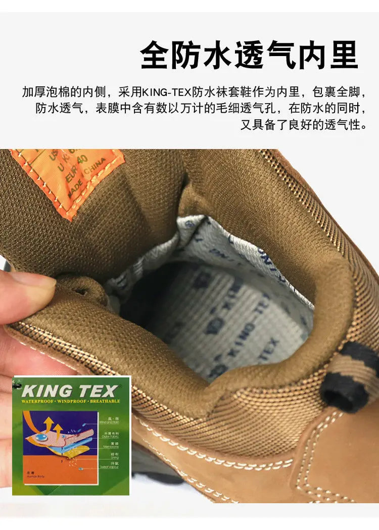 RAN Cow Leather Hiking Boots Men For men Outdoor Sport Walking Sneakers trekking Snow Shoes women Climbing Mountain Hunting boot
