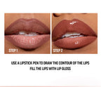 Black Brown Tapered Lip Liner Contour Pencil Double Head Mirror Plumping Lip Glaze Crystal Lip Gloss Sexy Red Lips Tint Makeup