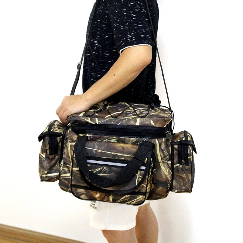 50*30*25cm Waterproof Fishing Bag Nylon Large Capacity Multi-Purpose Fishing Tackle Bag Two-Layer Outdoor Shoulder Bags Main image