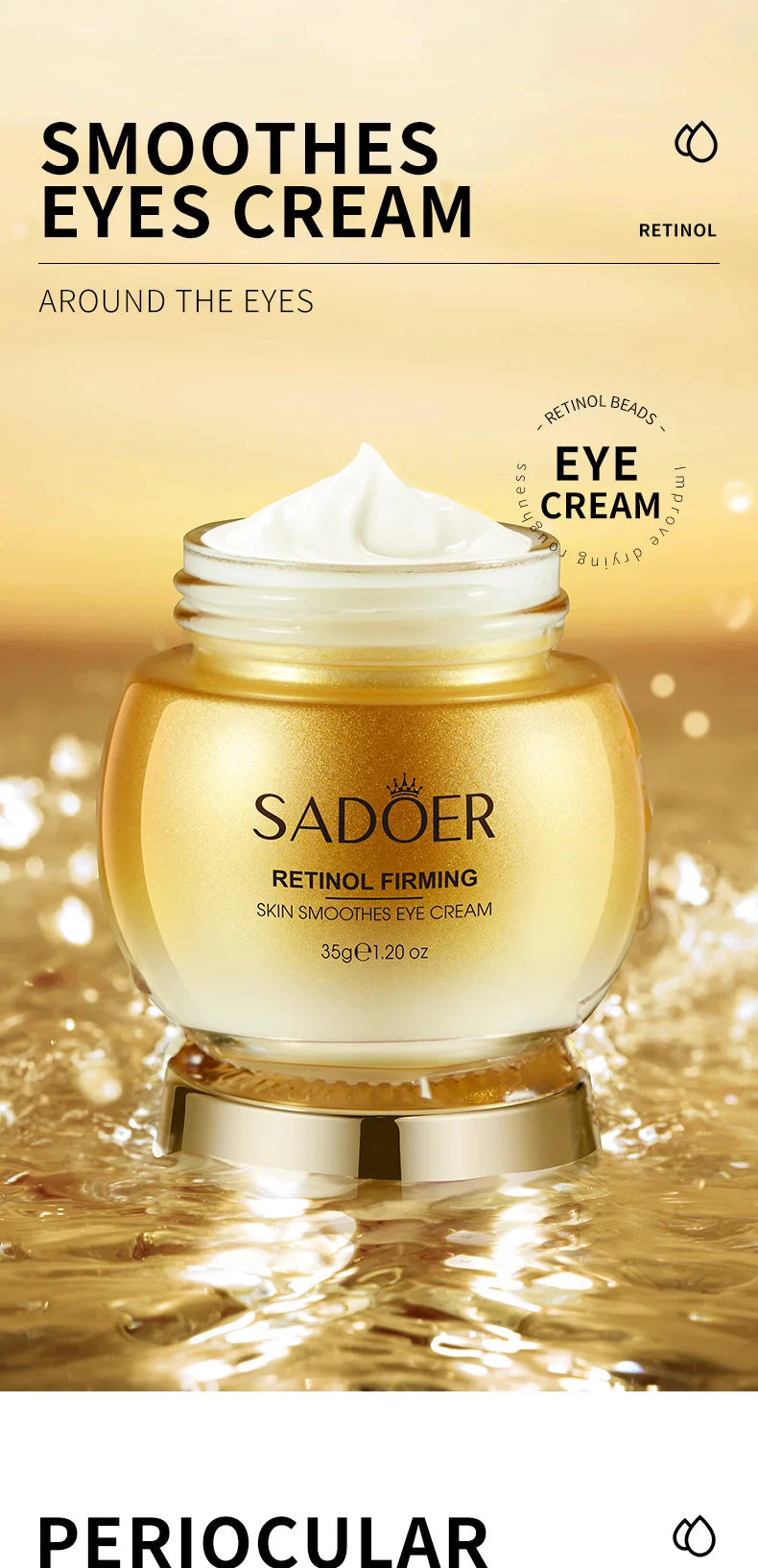 SADOER  Retinol Eye Cream Reduces Dark Circles and Wrinkles Moisturizes and Tightens The Eyes, Eye Cream Korean Eye Care Product