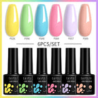 LILYCUTE 7ML 6PCS Neon Gel Nail Polish Set fluorescent Series Color Changing Semi Permanent Soak Off Manicure kit Nail Art Gel