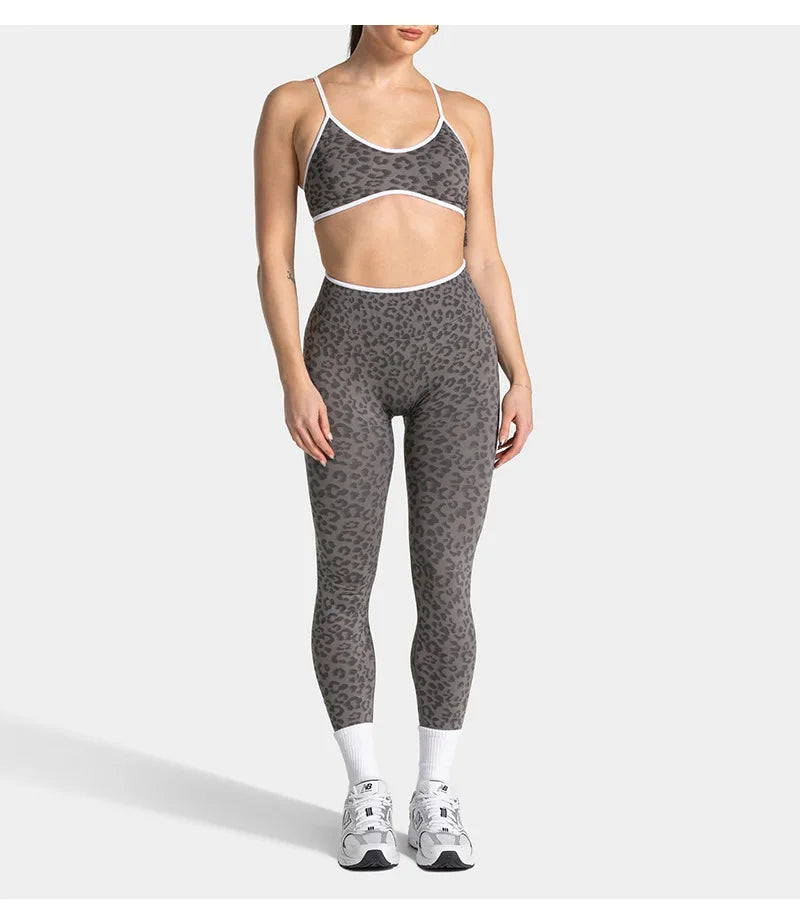 High Waist Leopard Print Yoga Pants, Butt Lifting Tummy Control Leggings 