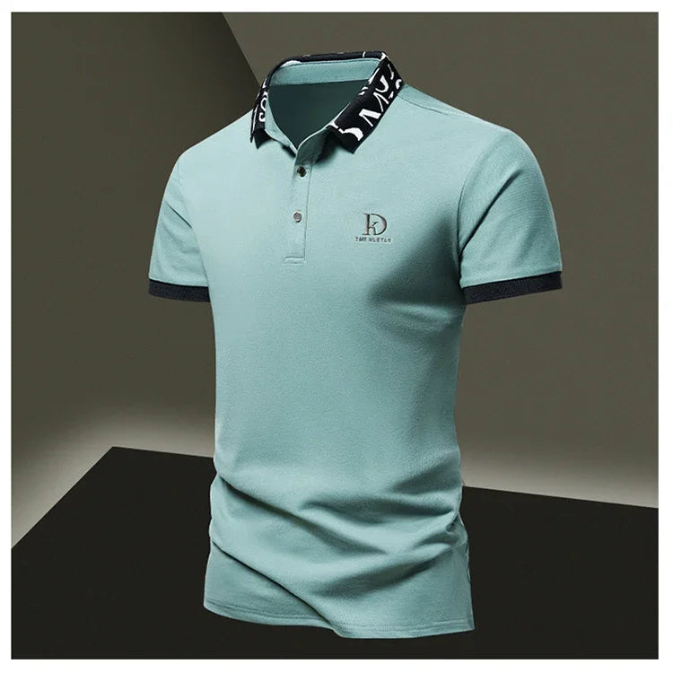 Summer men's POLO shirt fashionable ice silk quick drying short sleeved T-shirt solid color loose fitting business collar top