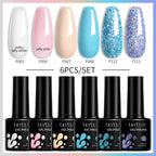 LILYCUTE 7ML 6PCS Neon Gel Nail Polish Set fluorescent Series Color Changing Semi Permanent Soak Off Manicure kit Nail Art Gel