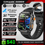 2025New GPS Smart Watch For Xiaomi IOS Military Compass Flashlight Smartwatch Men 10ATM Waterproof 100+Sport Modes BT Call Watch
