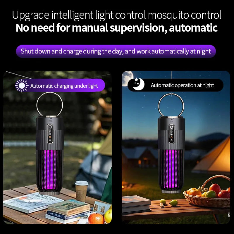 2500V Solar Powered Mosquito Killer Solar Charging Outdoor Camping Mosquito Lamp 3-Level Timing Control Mosquito Terminator