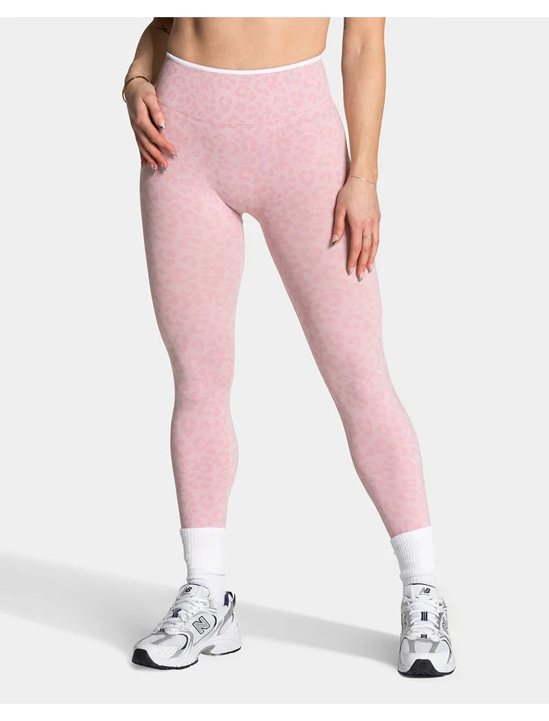 High Waist Leopard Print Yoga Pants, Butt Lifting Tummy Control Leggings 
