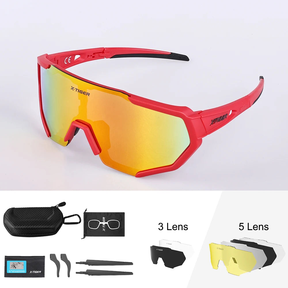 X-TIGER Cycling Glasses Polarized Glasses Bike Eyewear Sports Men's Photochromic Sunglasses MTB Road Bicycle Goggles 3/5 Lens