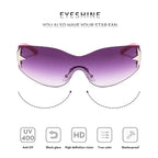 New Y2K Rimless Punk Sunglasses Goggle Women Men Luxury Brand Wrap Around Sun Glasses Five Star Eyewear Sports One Piece Shades