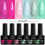 LILYCUTE 7ML 6PCS Neon Gel Nail Polish Set fluorescent Series Color Changing Semi Permanent Soak Off Manicure kit Nail Art Gel