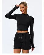 Hearuisavy Summer Women's Fitness Long Sleeved Shirt Lightweight Gym Workout Top Breathable Quick Drying Yoga Clothing Sportwear