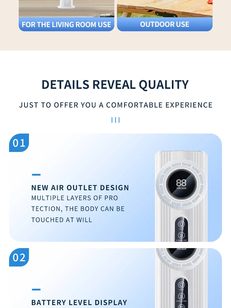 USB mini air cooler: nano spray humidification, water cooling, fast cooling, multi-speed timing, portable for office Air cooler