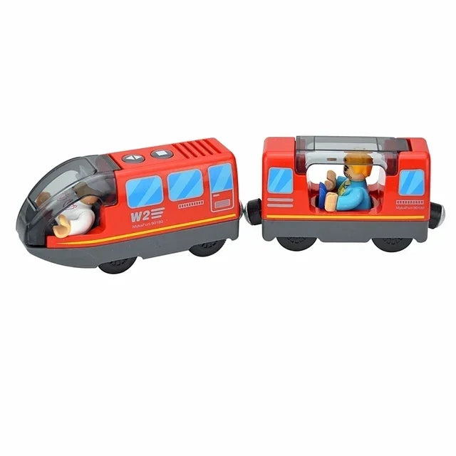 Wooden Locomotive Magnetic Electric Car Train Toys Fit Biro Wooden Diecast Slot Train Track Railway Educational Toys For Kids