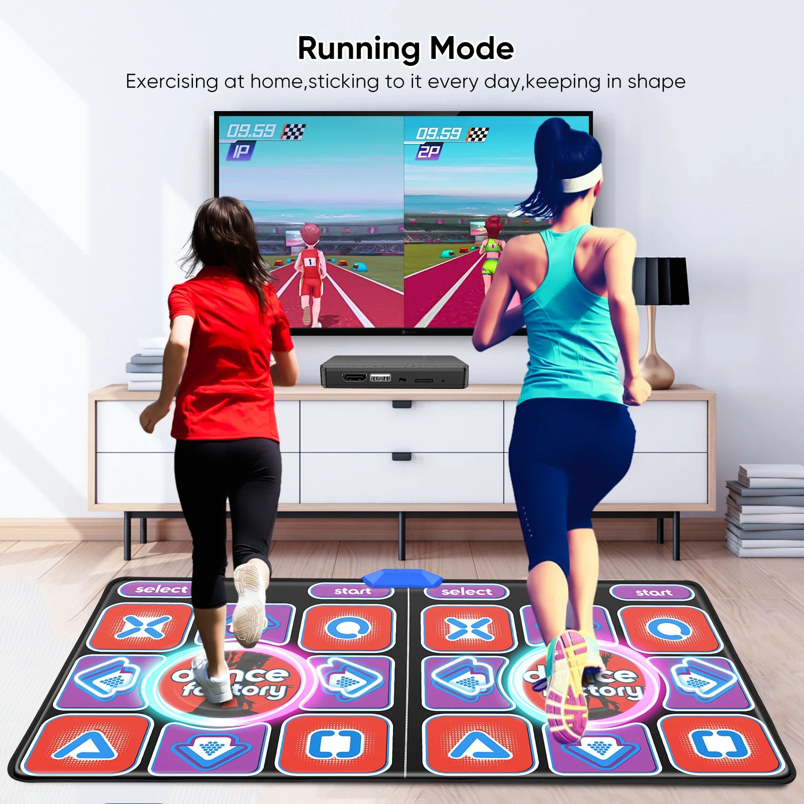 HDMI Double Dance Mat Yoga Fitness Dance Games With MV/3D/Cartoon Dance Mode, Self-Update Non-Slip Wireless Double Dance Pad