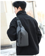 Men Bag Fashion New Solid Color Men Chest Bag Outdoor Casual Fashion One Shoulder Crossbody Bag Nylon USB Charging Shoulder Bags