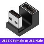 NNBILI USB3.0 Male to Female Right Angle Extension Adapter USB Upward Elbow 90 Degree Adapter 10Gbps For Laptop PC Connector