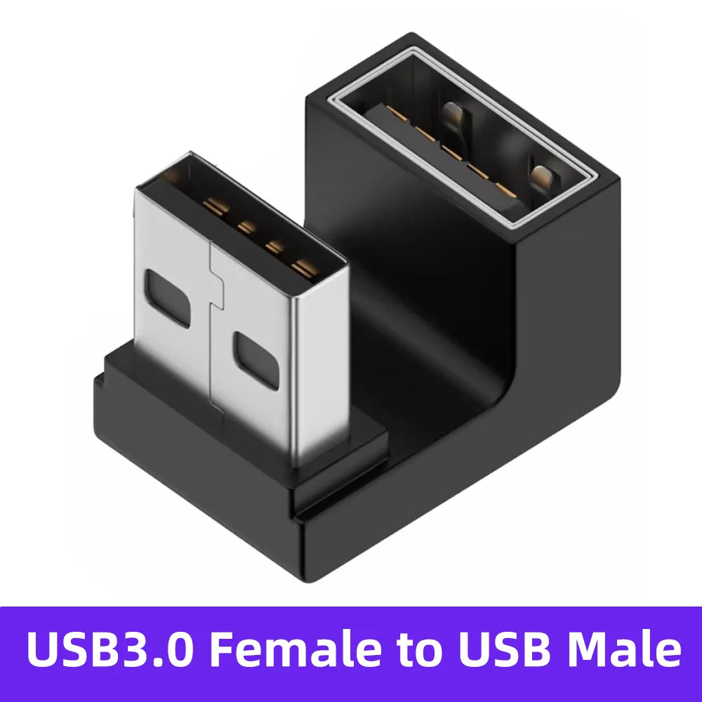 NNBILI USB3.0 Male to Female Right Angle Extension Adapter USB Upward Elbow 90 Degree Adapter 10Gbps For Laptop PC Connector