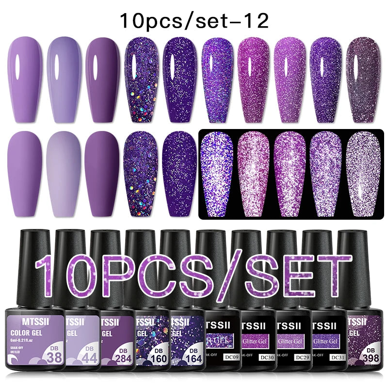 10/12PCS/SET Cat Magnetic Gel Nail Polish Set 9D Reflective Glitter Gel Semi Permanent UV Gel Soak Off Sparkling Nail Art Kits